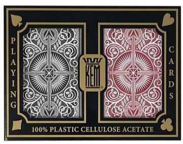 Kem Arrow Playing Cards: Red & Black Bridge Size, Regular Index 2-Deck Set